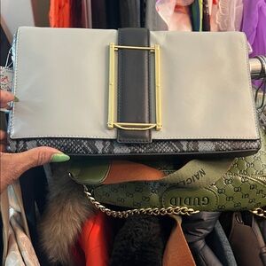 Baby Blue/burgundy Clutch